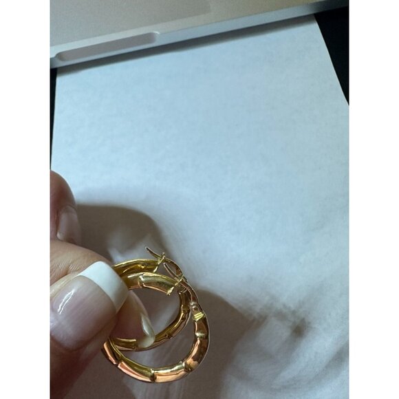 18K YELLOW GOLD EARRINGS WITH BIG ROUND CIRCLE 3,43 grams - Picture 2 of 7